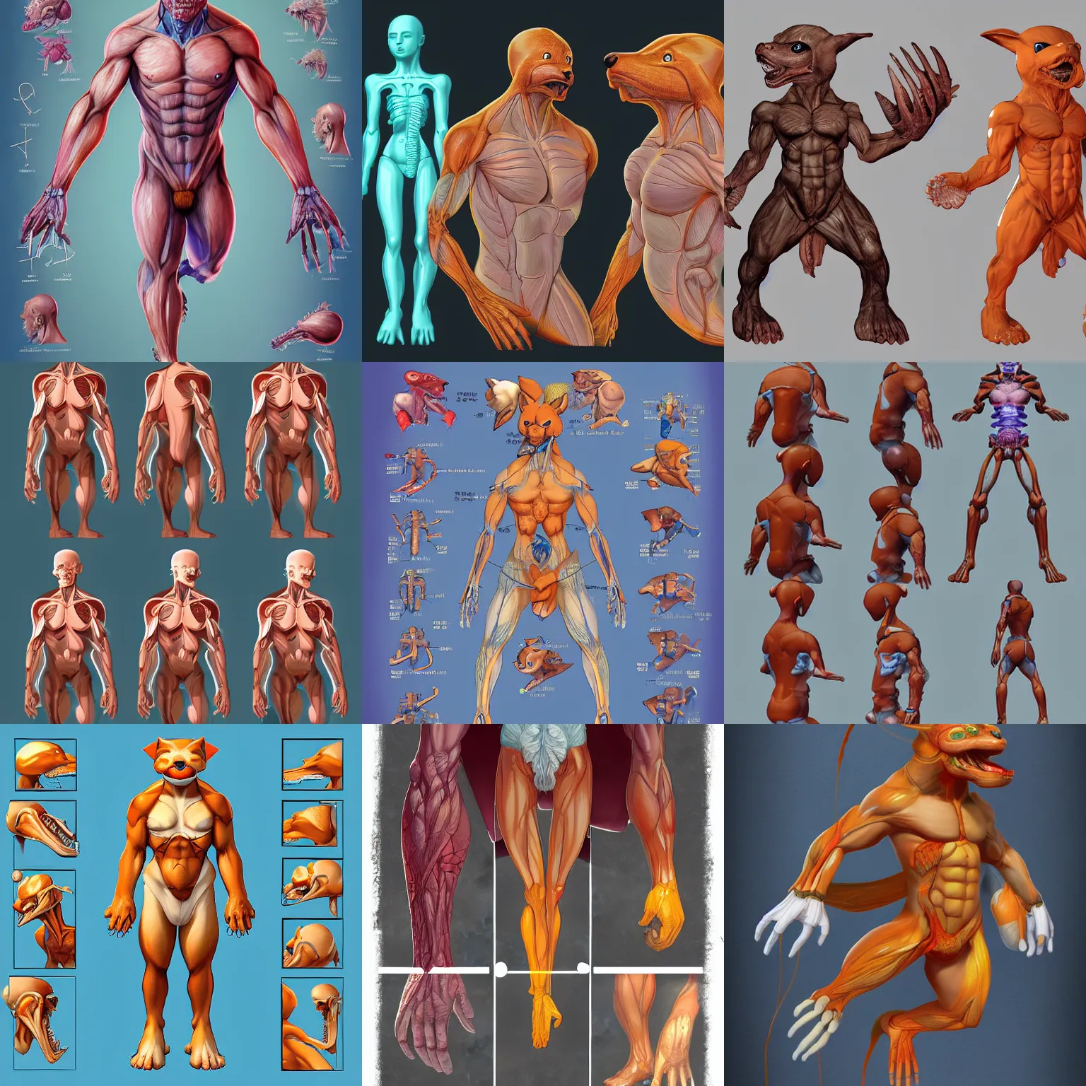 Prompt: Buizel and human fusion anatomy as found in a biology book, digital art, detailed, 4k HD, d&d, artstation
