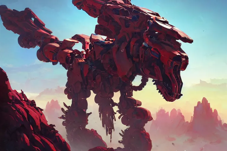 Image similar to ravager machine mecha animal beast robot of horizon forbidden west horizon zero dawn bioluminiscence, behance hd by jesper ejsing, by rhads, makoto shinkai and lois van baarle, ilya kuvshinov, rossdraws global illumination