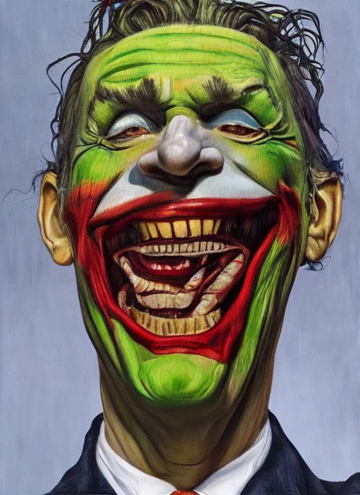 Prompt: The Joker, painted by Lucian Freud, highly detailed, 8k