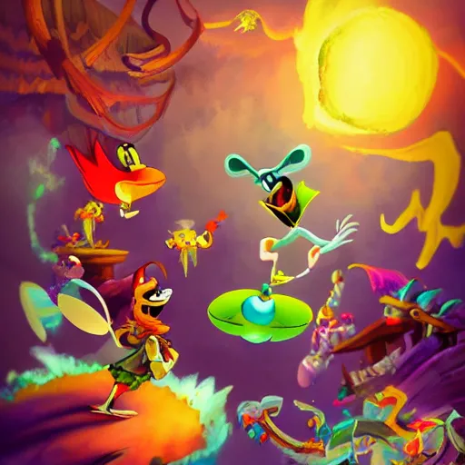 Image similar to rayman legends style painting