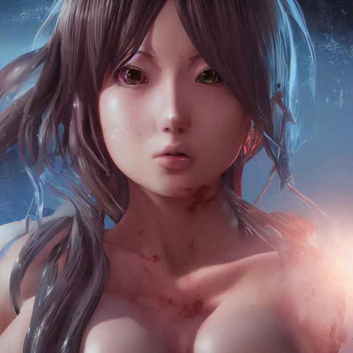 Image similar to female anime, au naturel, hyper detailed, digital art, trending in artstation, cinematic lighting, studio quality, smooth render, unreal engine 5 rendered, octane rendered