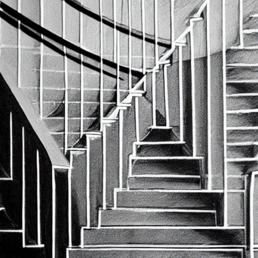 Prompt: “stairwell, Anamorphic Drawing”