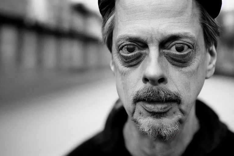 Image similar to closeup potrait of steve buscemi wearing a backwards cap and holding a skateboard, natural light, sharp, detailed face, magazine, press, photo, steve mccurry, david lazar, canon, nikon, focus