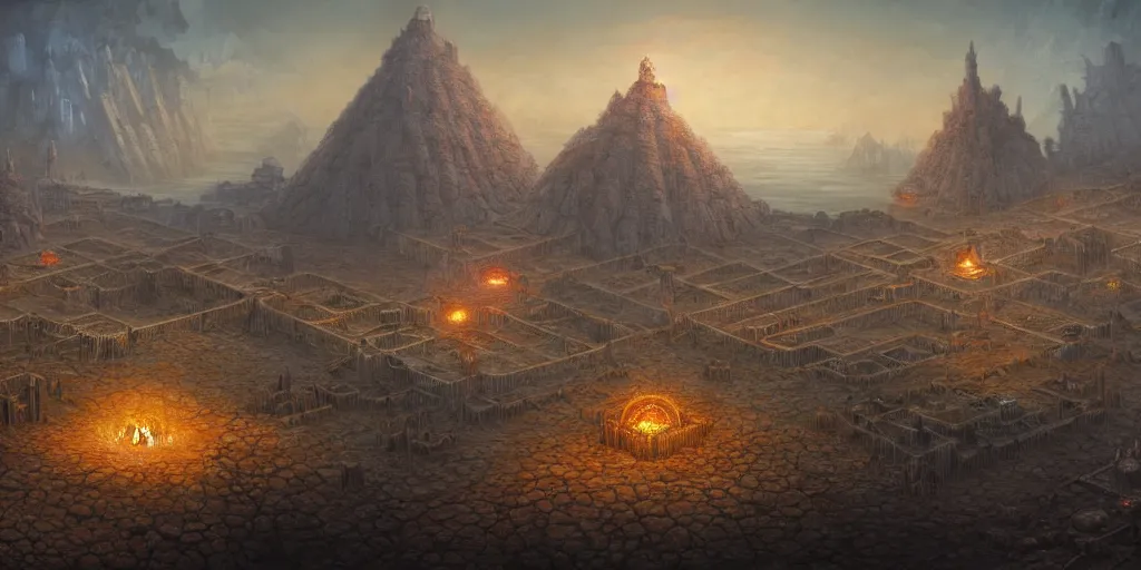 Image similar to a sprawling temple city rises from the salt dunes, caves of qud, matte oil painting, chrome, cathedral, retrofuturistic, concept art, science fantasy, mutant, rpg, epic, rust, salt, jungle, dungeons & dragons, sharp focus, award - winning, extremely detailed, 4 k, 8 k