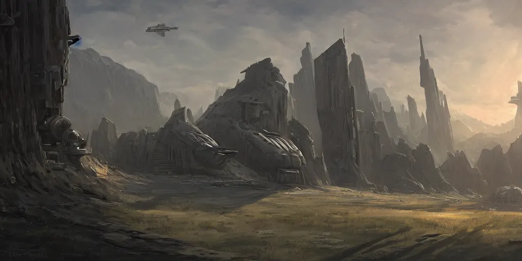 Prompt: star wars environment by aaron horkry