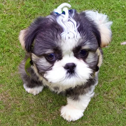 Prompt: a cyborg shih tzu puppy, 8 k