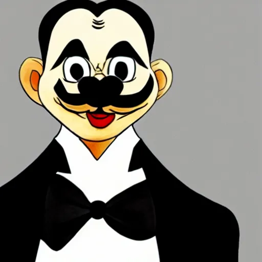 Image similar to gomez addams as pepe le pew, portrait