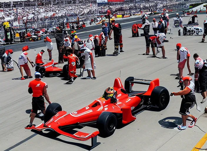 Prompt: indy 5 0 0 pit crews, by andreas grusky