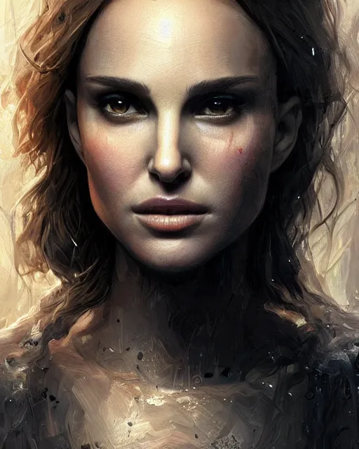 Image similar to natalie portman, hyper realistic face, beautiful eyes, fantasy art, in the style of greg rutkowski, intricate, hyper detailed, smooth