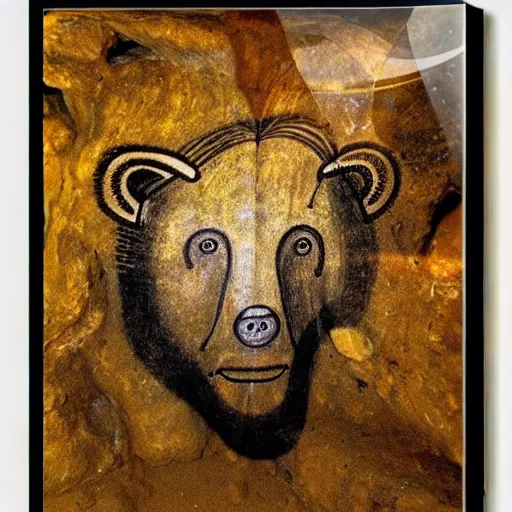 Image similar to portrait of god bear, chauvet cave art