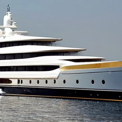 Image similar to wrinkled hunchbacked old butler polishing the side of a gold plated mega yacht