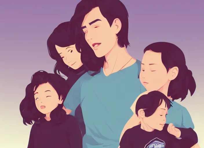 Prompt: a family. a mother, a father, and two children. clean cel shaded vector art. shutterstock. behance hd by lois van baarle, artgerm, helen huang, by makoto shinkai and ilya kuvshinov, rossdraws, illustration, art by ilya kuvshinov