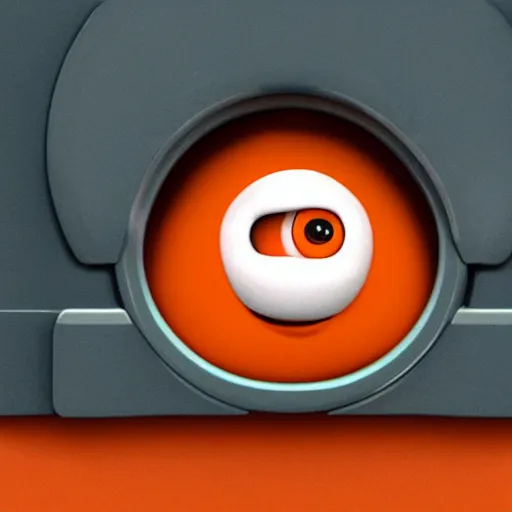 Prompt: orange keyhole character in the style of pixar