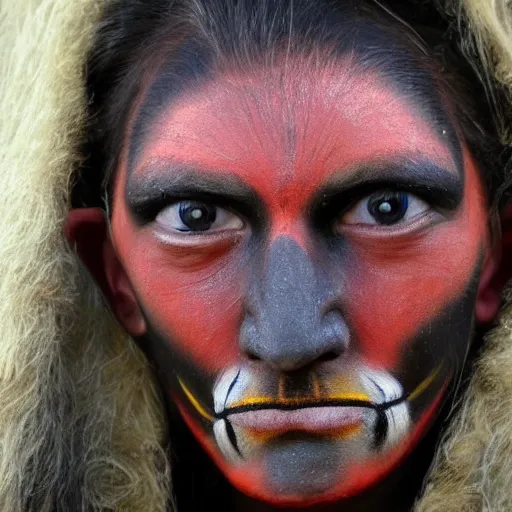 Prompt: denisovan with face - paint