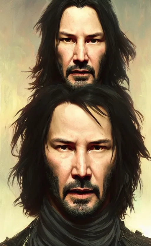 Image similar to keanu reeves as a rogue, d & d, fantasy, highly detailed, digital painting, artstation, concept art, matte, sharp focus, illustration, art by greg rutkowski and alphonse mucha