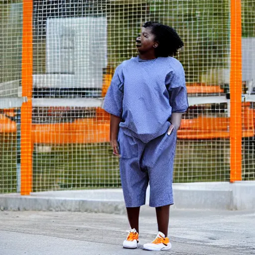 Image similar to bee wearing orange inmate clothes