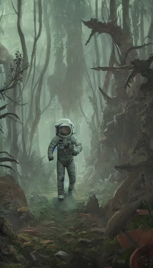 Image similar to astronaut walking in a forest made out of many demonic head and claws, by blizzard concept artists