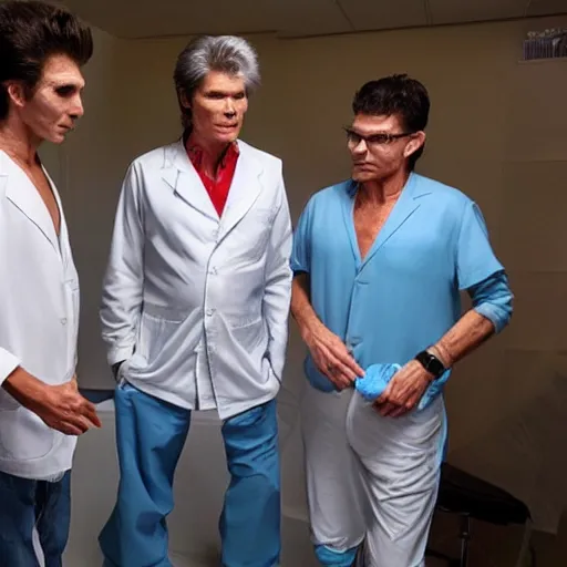 Prompt: Bogdanoff brothers meeting their cosmetic surgeon