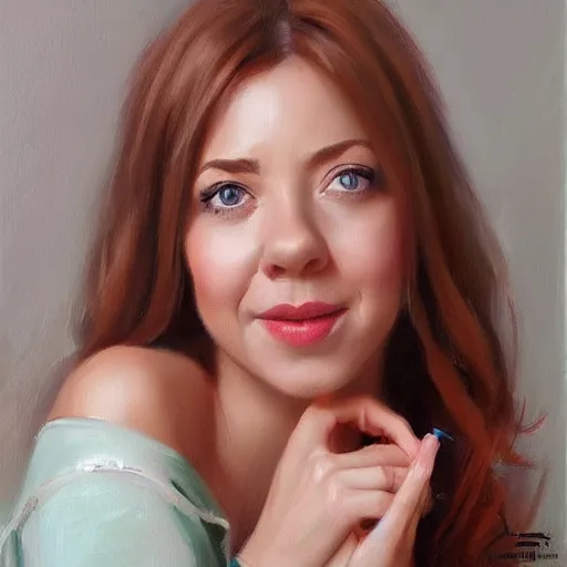 Image similar to lily aldrin, realistic, painting by vladimir volegov, trending on artstation, realistic, photorealistic, real