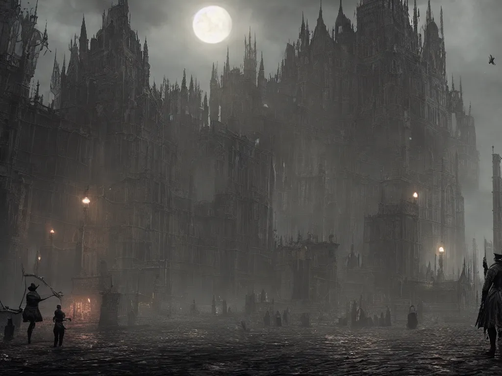 Prompt: bloodborne 2, dark, nighttime, victorian england style, horror, grotesque, serene, haunting, High Definition detail, 8K