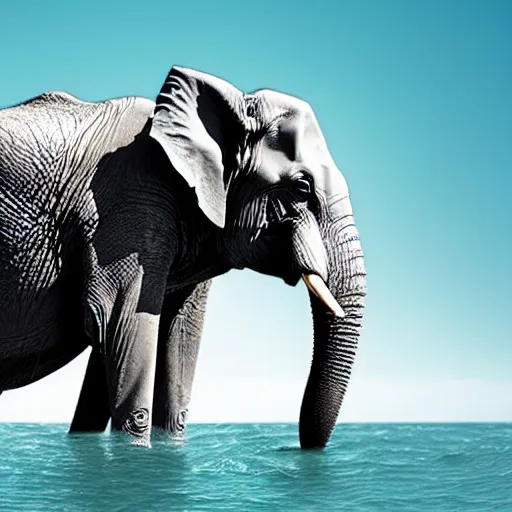 Image similar to half elephant half elephant, elephant with a dolphin face and dolphin features