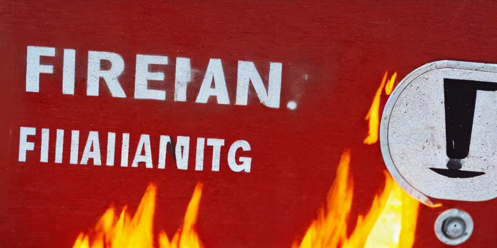 Image similar to fire warning label, 8k, close-up