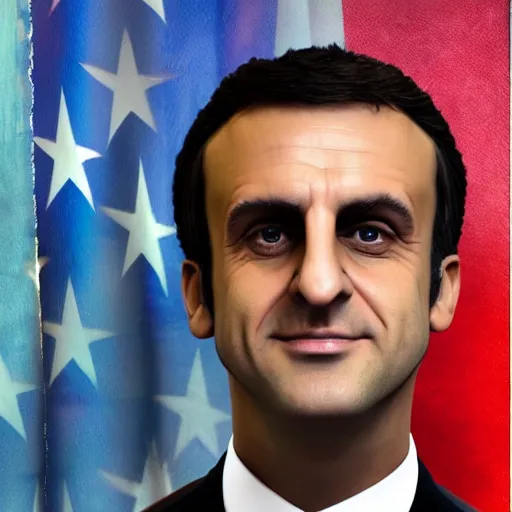 Image similar to Iranian Emmanuel Macron, realistic, photo studio, HDR, 8k, trending on artstation