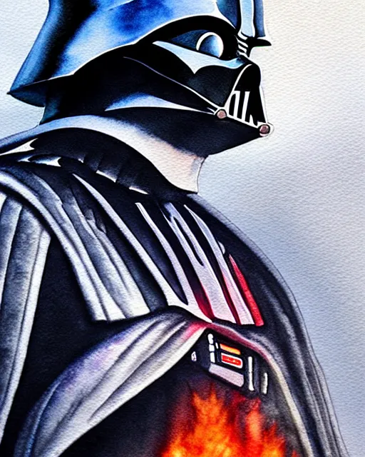 Prompt: watercolor painting portrait of darth vader, burning city background, high production value, intricate details, high resolution, hdr, high definition, masterpiece, realistic, ultrarealistic, highly detailed, hd, sharp focus, non blurry, sharp, smooth