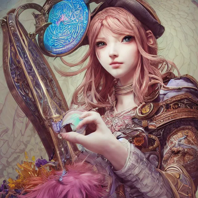 Image similar to the portrait of neutral good colorful female cleric bard as absurdly beautiful, gorgeous, elegant, young gravure idol, an ultrafine hyperdetailed illustration by kim jung gi, irakli nadar, intricate linework, sharp focus, bright colors, octopath traveler, final fantasy, unreal engine 5 highly rendered, global illumination, radiant light, detailed and intricate environment