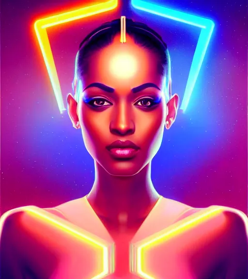 Image similar to symmetry!! egyptian princess of technology, solid cube of light, hard edges, product render retro - futuristic poster scifi, lasers and neon circuits, brown skin gorgeous egyptian princess, intricate, elegant, highly detailed, digital painting, artstation, concept art, smooth, sharp focus, illustration, dreamlike, art by artgerm