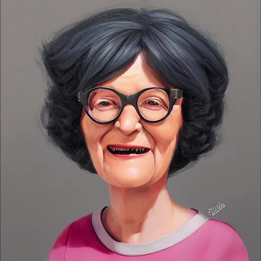 Prompt: beautiful hyperrealistic detailed matte portrait painting of happy linda belcher from bobs burger, by andreas rocha and john howe, and martin johnson