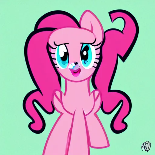 Prompt: Pinkie Pie, drawn by professional brony artist, vector graphics