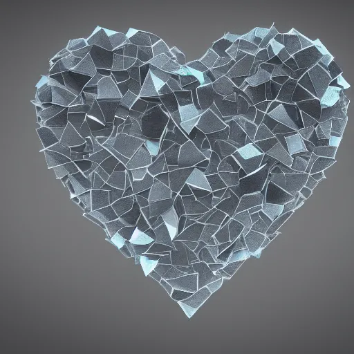 Prompt: heart shape made out of shards of glass, 3 d octane render