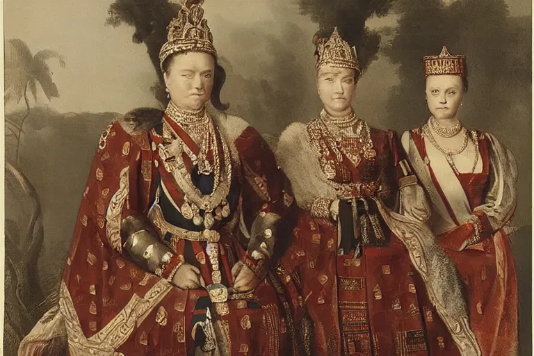 Image similar to female king in full regalia with her wife