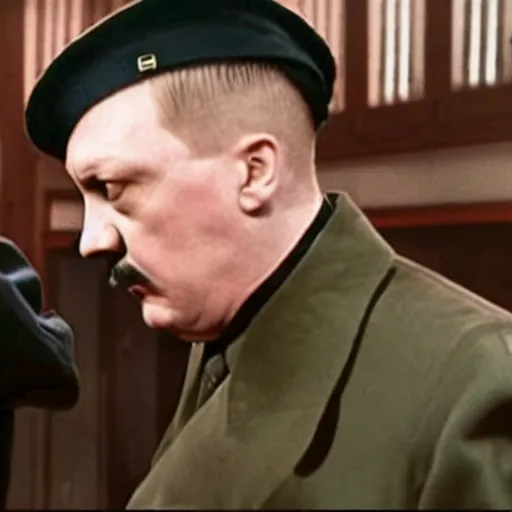 Image similar to A still of Hitler rap battling Eminem