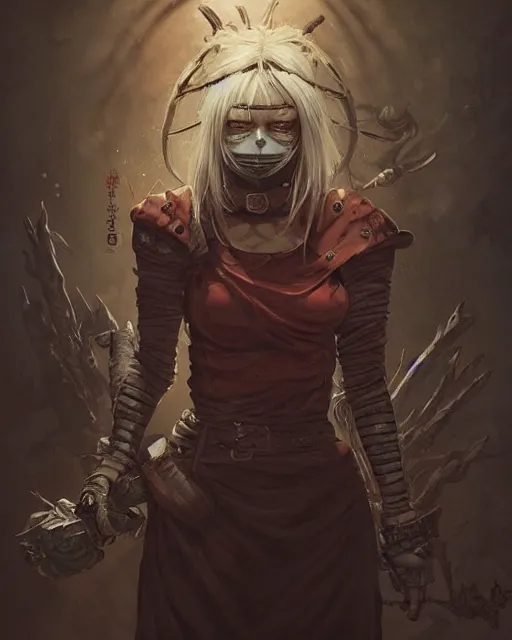 Image similar to Dorohedoro :: Nikaido, pretty, beautiful, DnD character art portrait, matte fantasy painting, DeviantArt Artstation, by Jason Felix by Steve Argyle by Tyler Jacobson by Peter Mohrbacher by Q Hayashida, cinematic lighting