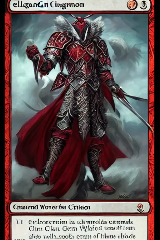 Image similar to elegant crimson wolf knight in armor, magic the gathering