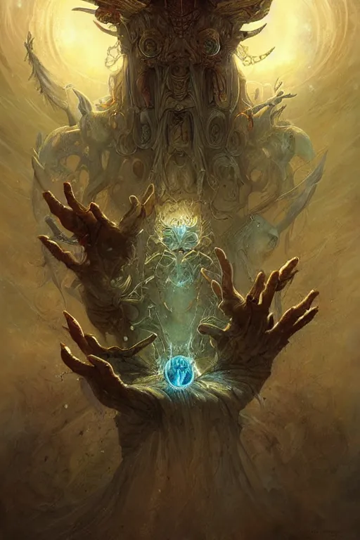 Prompt: Astral Isopod God, fantasy, magic, digital art by Seb Mckinnon and Peter Mohrbacher, professional illustration, holy, cult