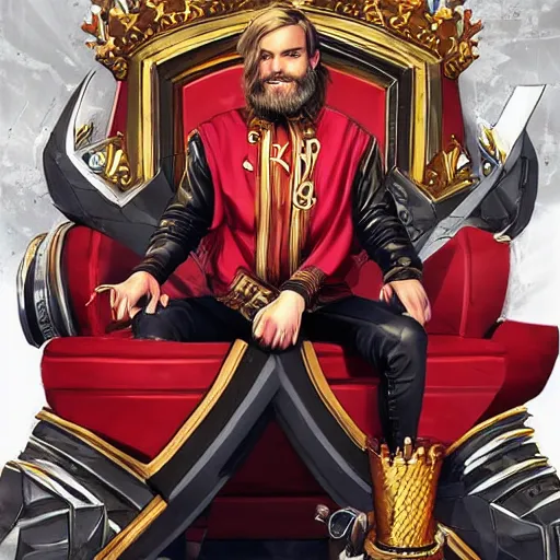 Prompt: pewdiepie as a king on his gamer throne, pewdiepie as the king of youtube, art by stanley lau, artgerm, bosslogic, rossdraws