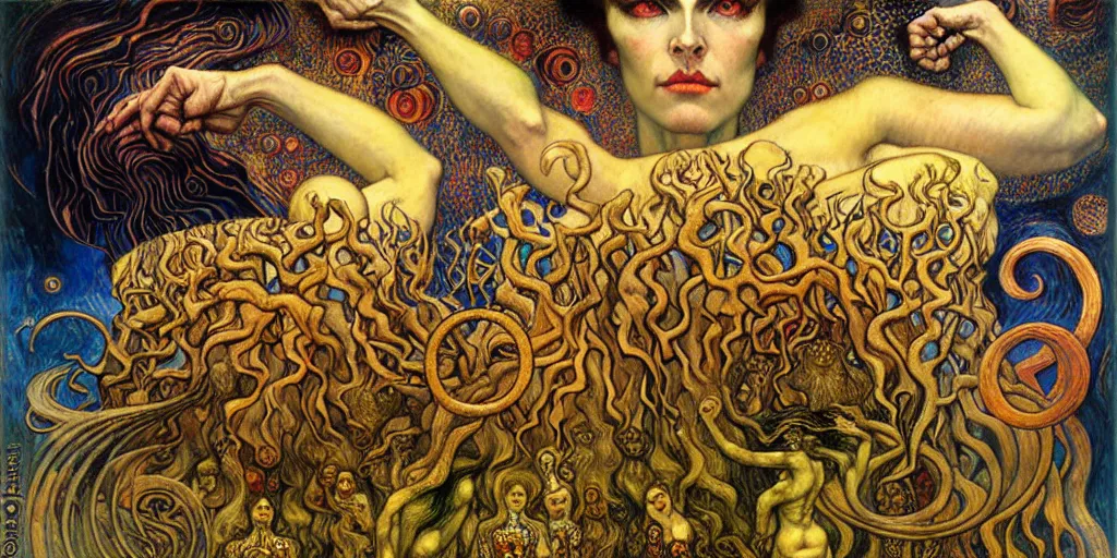 Image similar to Divine Chaos Engine by Karol Bak, Jean Delville, William Blake, Gustav Klimt, and Vincent Van Gogh, symbolist, visionary