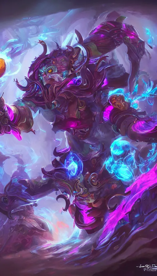 Prompt: psytrance artwork, by league of legends concept artists