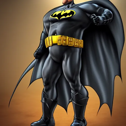 Image similar to very fat thick batman! realistic, 4 k,