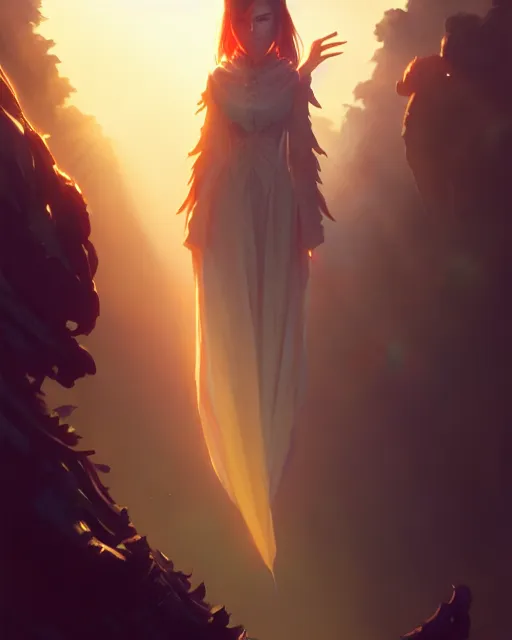 Image similar to highly detailed higher vampire, stephen bliss, unreal engine, greg rutkowski, loish, rhads, beeple, makoto shinkai and lois van baarle, ilya kuvshinov, rossdraws, tom bagshaw, alphonse mucha, global illumination, god rays, detailed and intricate environment