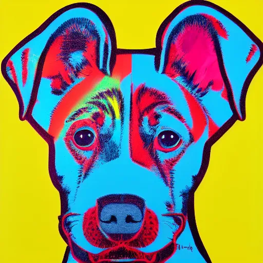 Image similar to a drawing of a dog in the style of andy warhol 8 k high detail award winning andy warhol