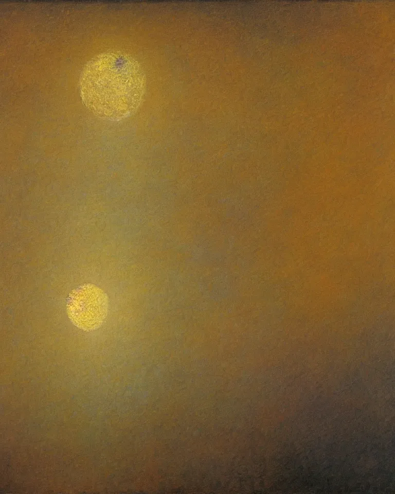 Prompt: achingly beautiful painting of the moon on a gold background by rene magritte, monet, and turner.
