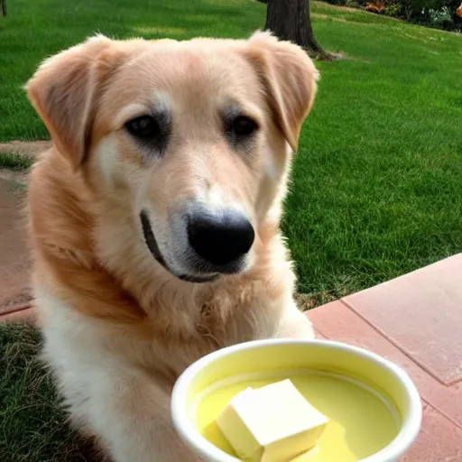 Prompt: butter dog with the butter