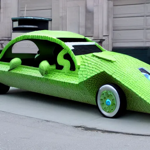 Prompt: a car in the shape of an alligator
