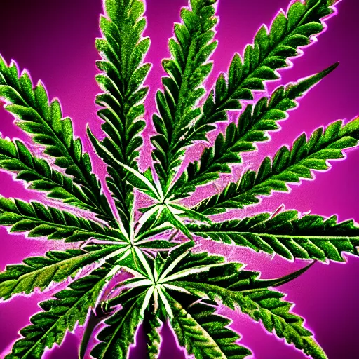 Image similar to a very detailed image of cannabis, purple hue, 4 k