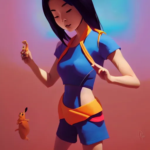 Image similar to body icon stylized minimalist an asian girl in a pikatchu costume, loftis, cory behance hd by jesper ejsing, by rhads, makoto shinkai and lois van baarle, ilya kuvshinov, rossdraws global illumination