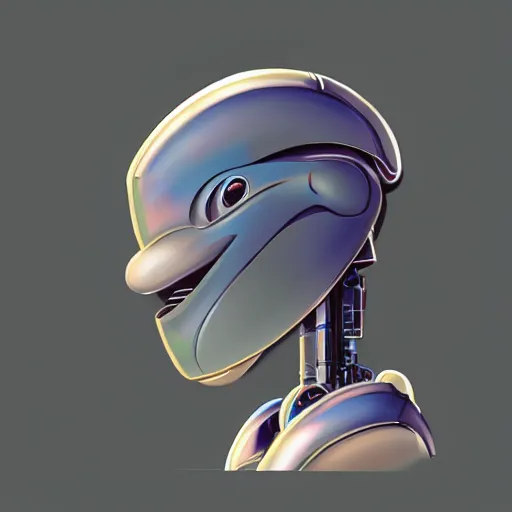 Image similar to anthro robotic dolphin headshot profile picture, side profile shot, commission on furaffinity, digital art by Syd Mead